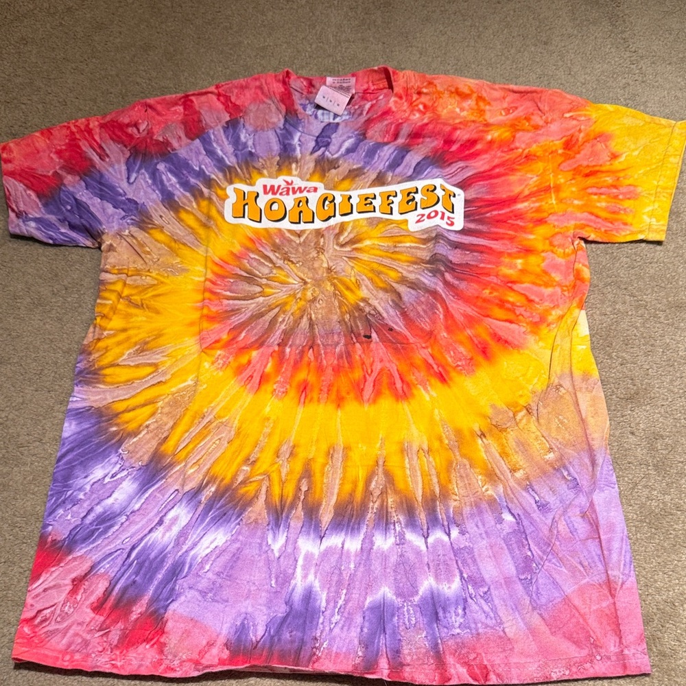 Wawa Hoagiefest 2015 Tie-Dye T-Shirt - Red, Purple, Yellow Swirl